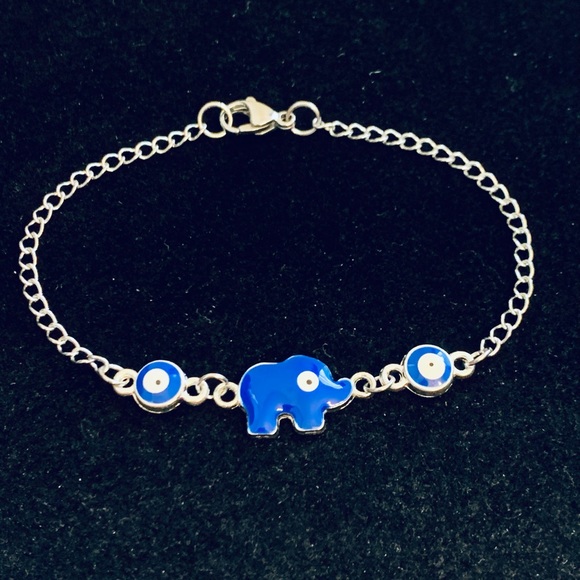 Jewelry - Blue Elephant Evil Eye chain bracelet or anklet